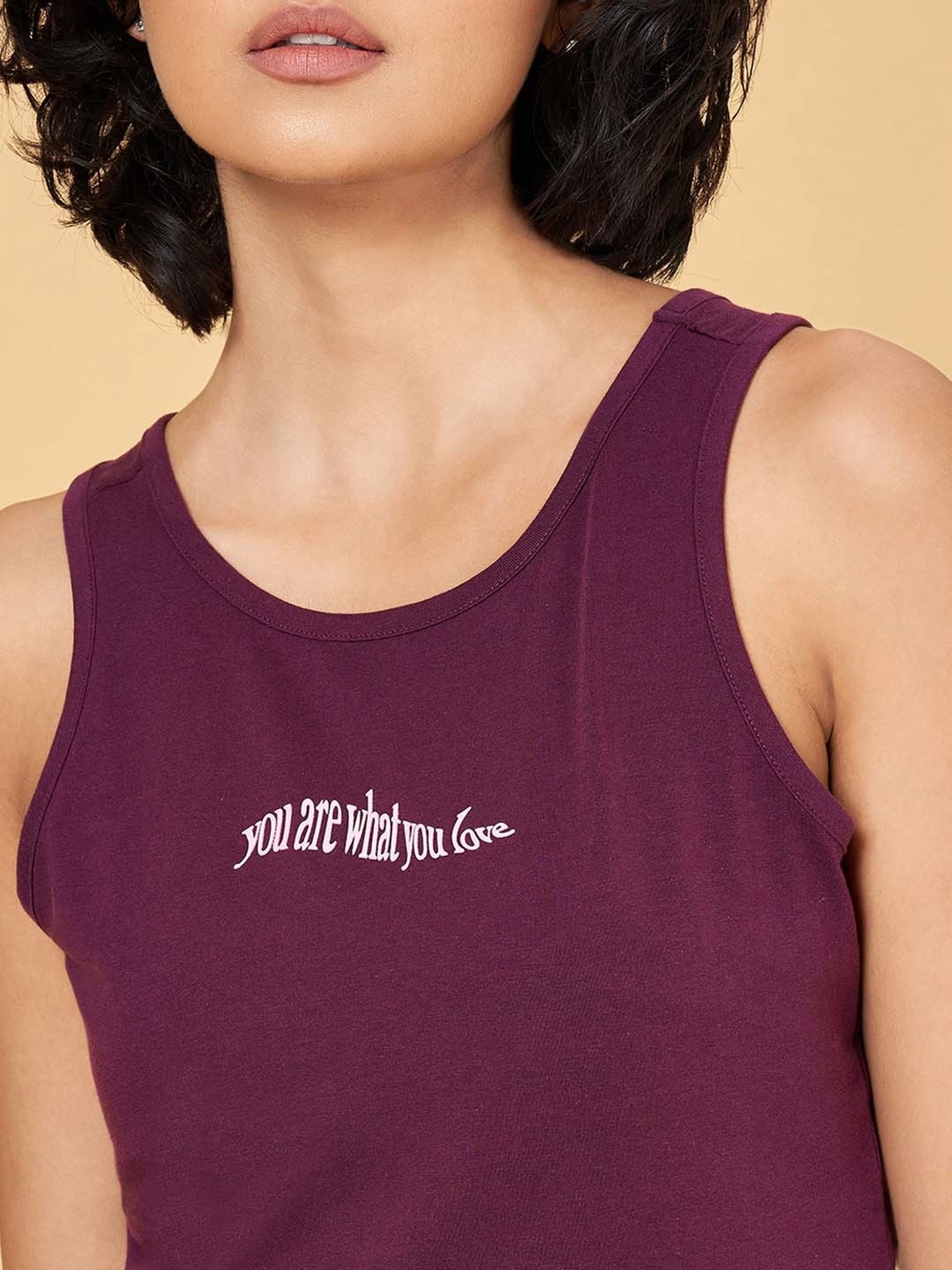 Ajile by Pantaloons Purple Printed Sports Tank Top