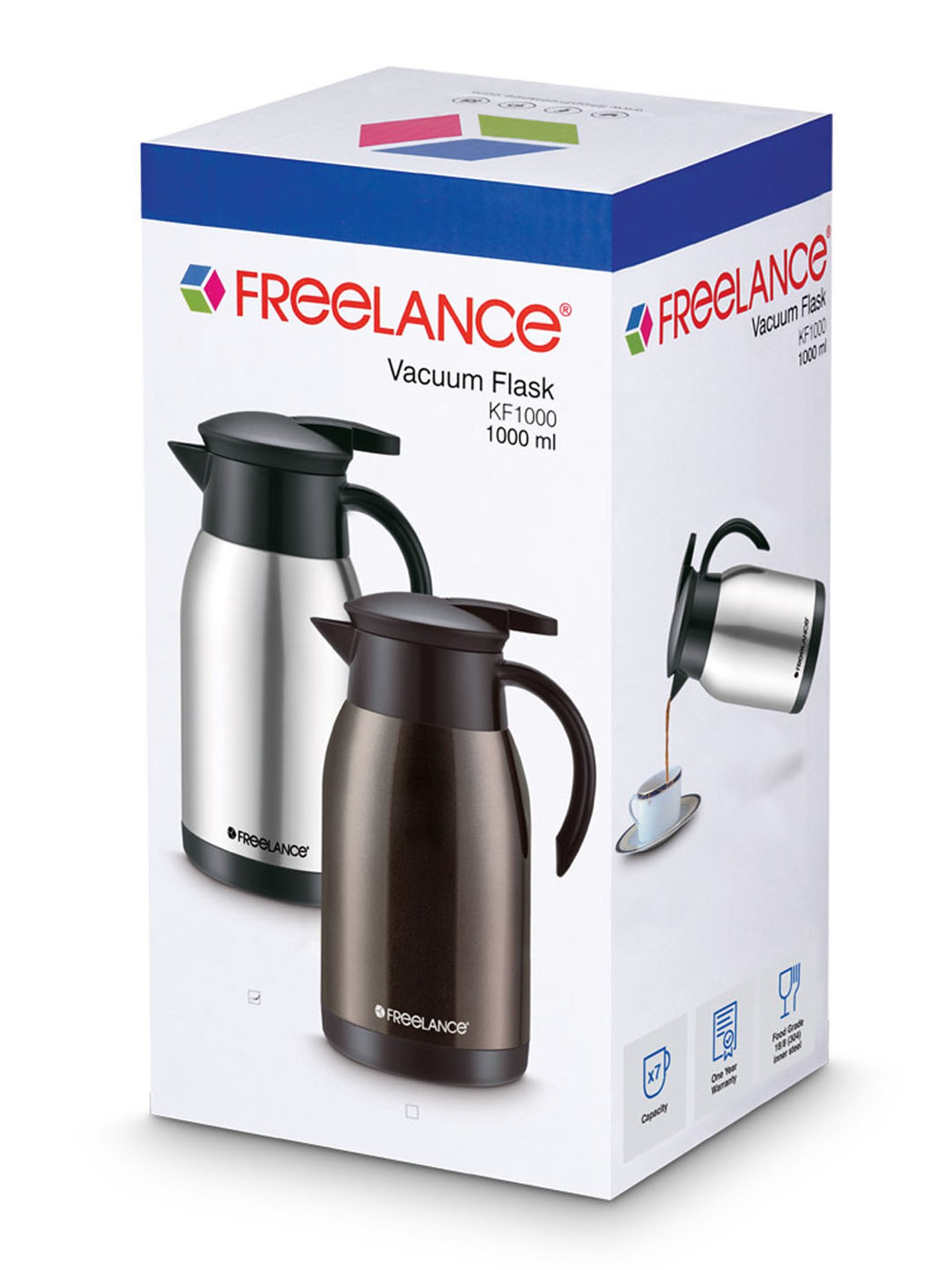 Freelance Silver Steel 1000 ml Vacuum Flask