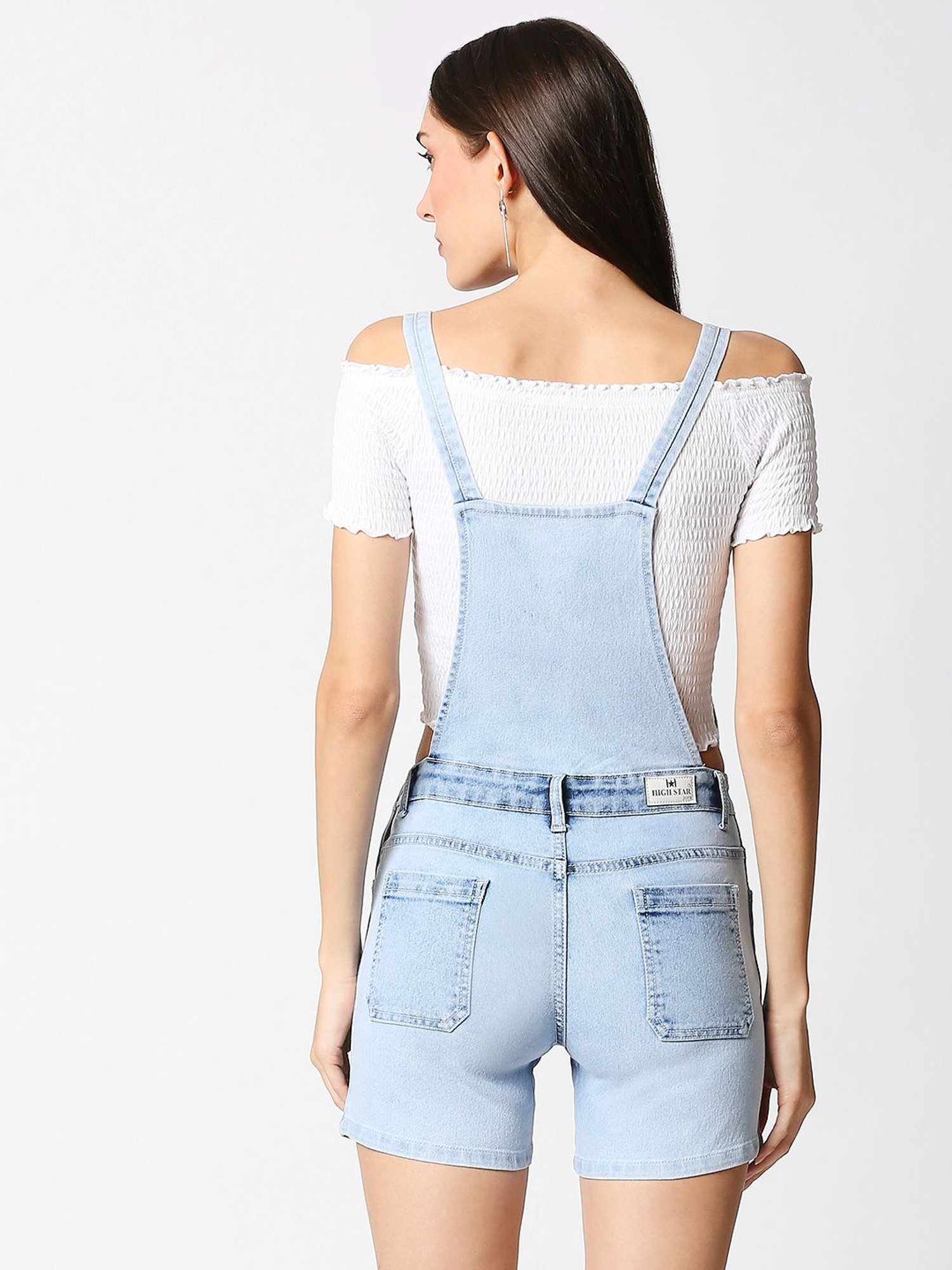 High Star Blue Cotton Dungarees