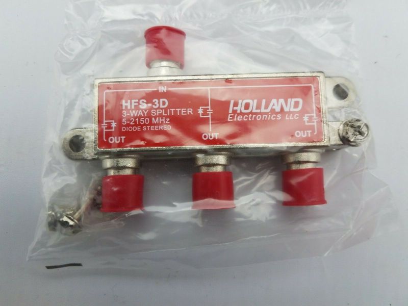 Holland HFS-3D 3-Way Coax Splitter Dish Network Approved Hopper & Joey - New