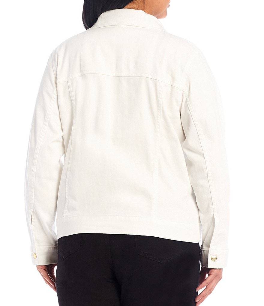 MICHAEL Michael Kors Plus Size White Denim Stretch Jean Jacket