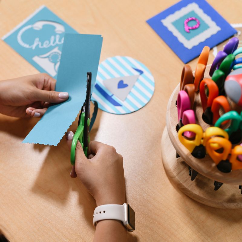 ECR4Kids Craft Scissor Set - Decorative Paper Edger Scissors with Rotating Stand (18 Pieces)