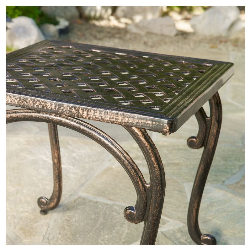 Mckinley Set of 2 Cast Aluminum Patio End Tables - Copper - Christopher Knight Home