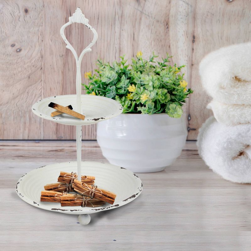 2-Tier Tray Rustic White - Stonebriar Collection