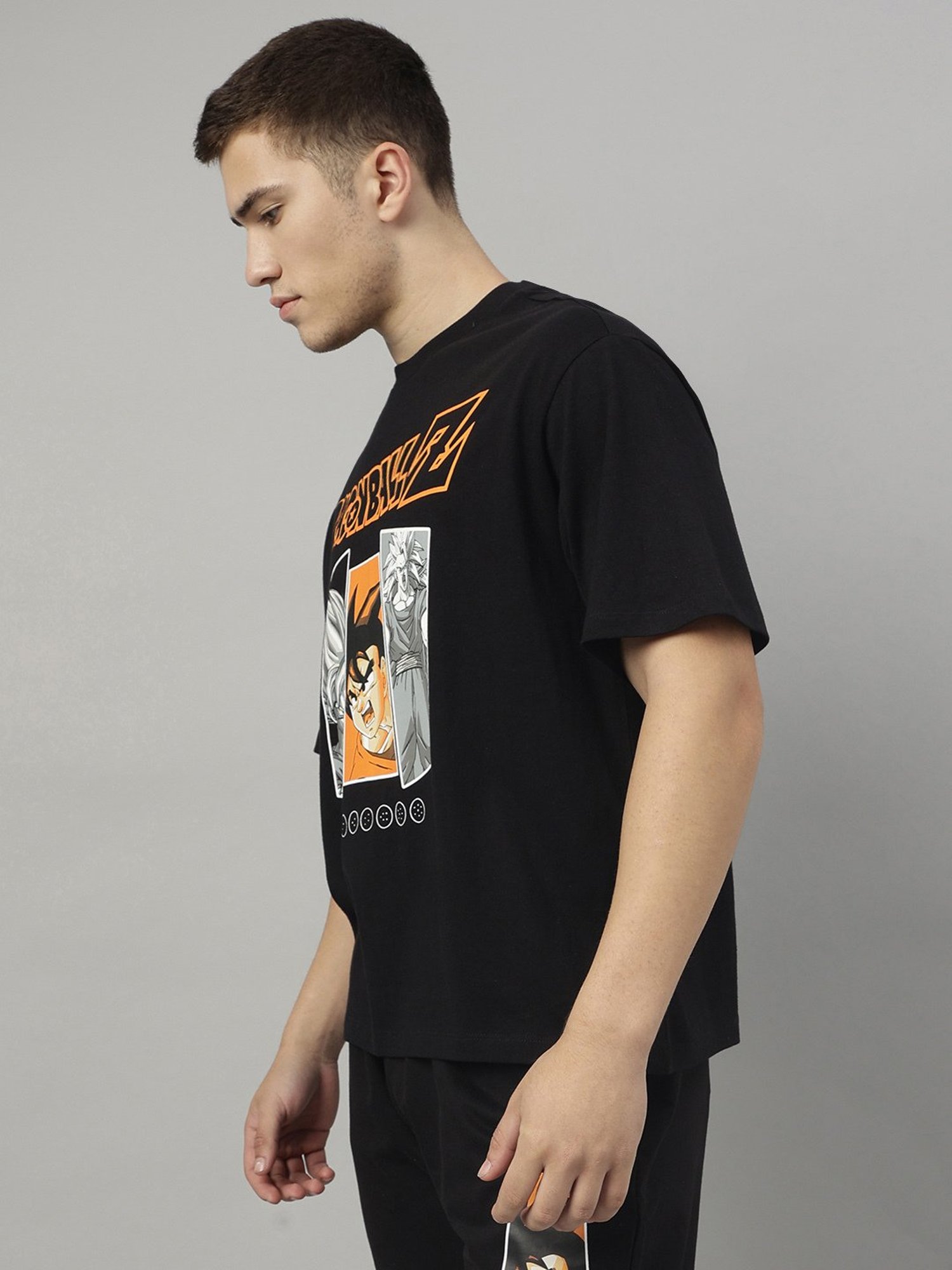 Free Authority Black Loose Fit Printed T-Shirt