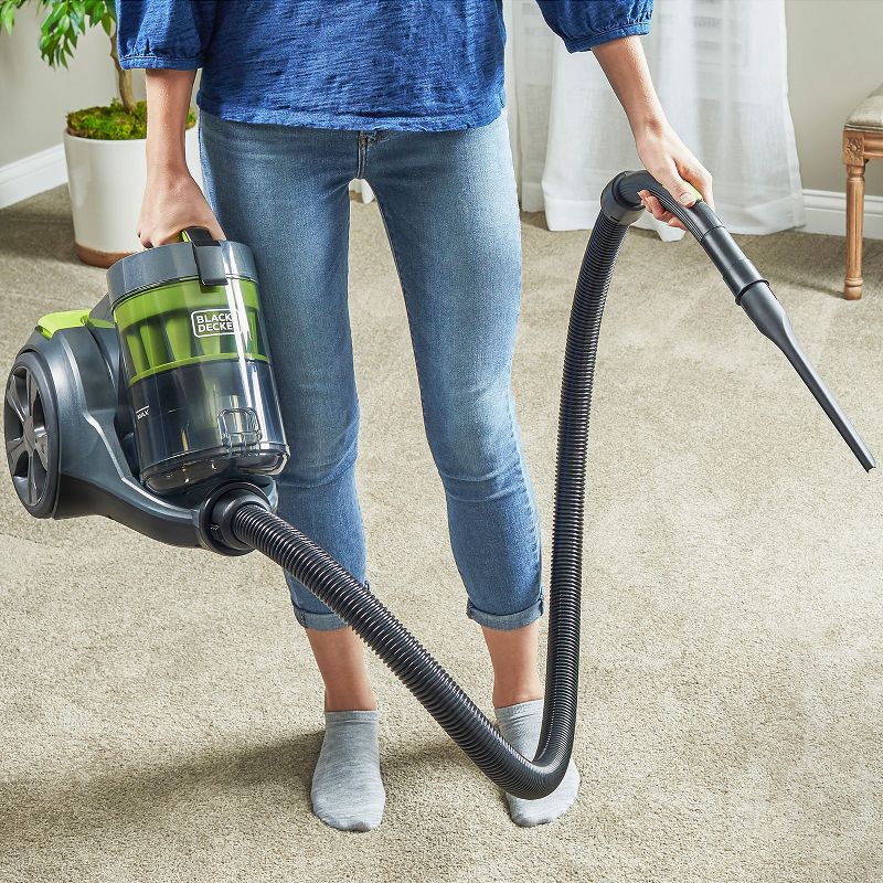 Black and Decker BDCAV217 1200 Amp Bagless Canister Vacuum Cleaner with HEPA Filter, 5 Foot Hose, and Multiple Attachment Heads, Gray