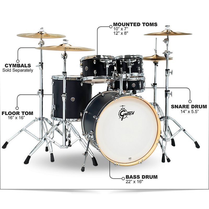 Gretsch Drums Catalina Special Edition Birch 5-Piece Shell Pack with 22" Bass Drum Ebony Satin
