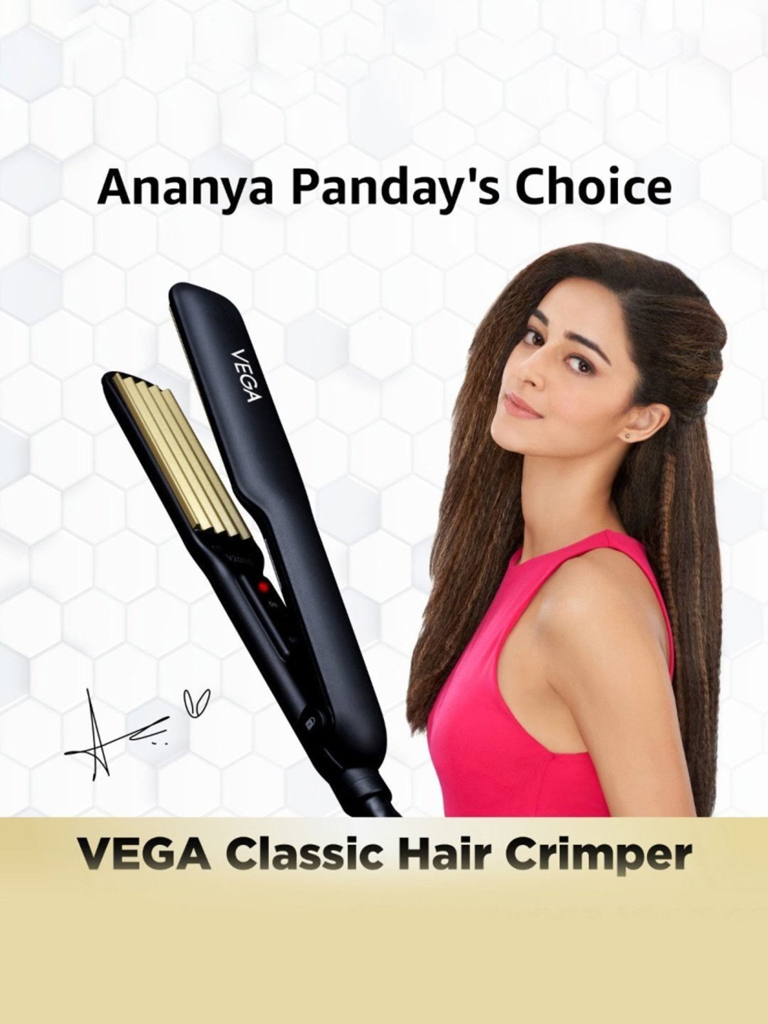 Vega Classic Hair Crimper With Quick Heat Up & Ceramic Coated Plates, (VHCR-01)