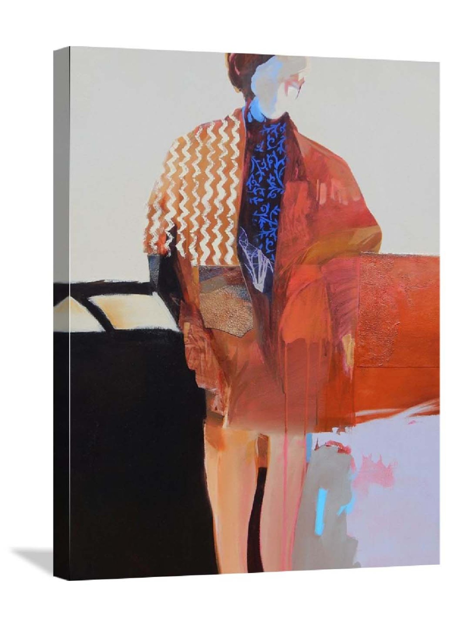 ARTE'VENUE Timeless Moment Orange & Blue Canvas Wall Arts - Set of 2 (10 X 13 inch Each)