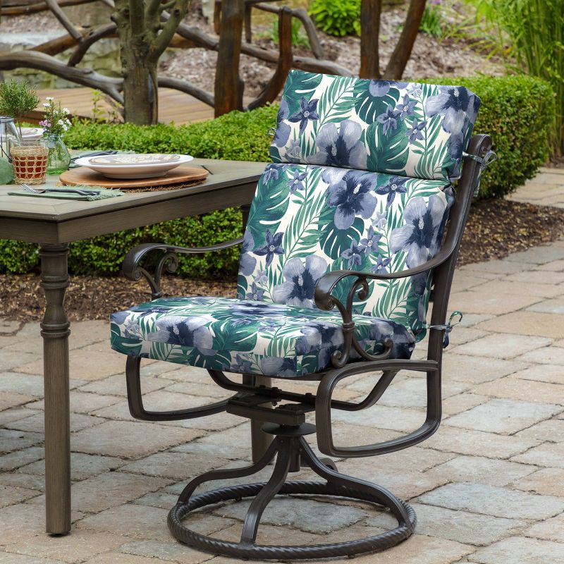 Salome Tropical Outdoor Dining Chair Cushion Blue - Arden Selections