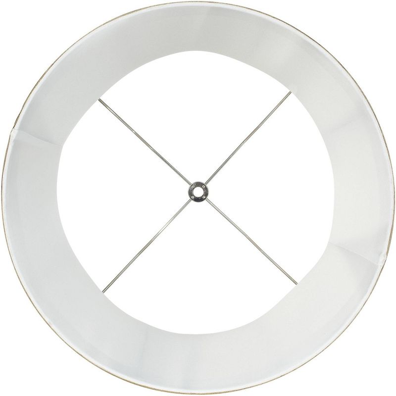 Springcrest Ivory Linen with Taupe Trim Medium Lamp Shade 14" Top x 16" Bottom x 12" High (Spider) Replacement with Harp and Finial