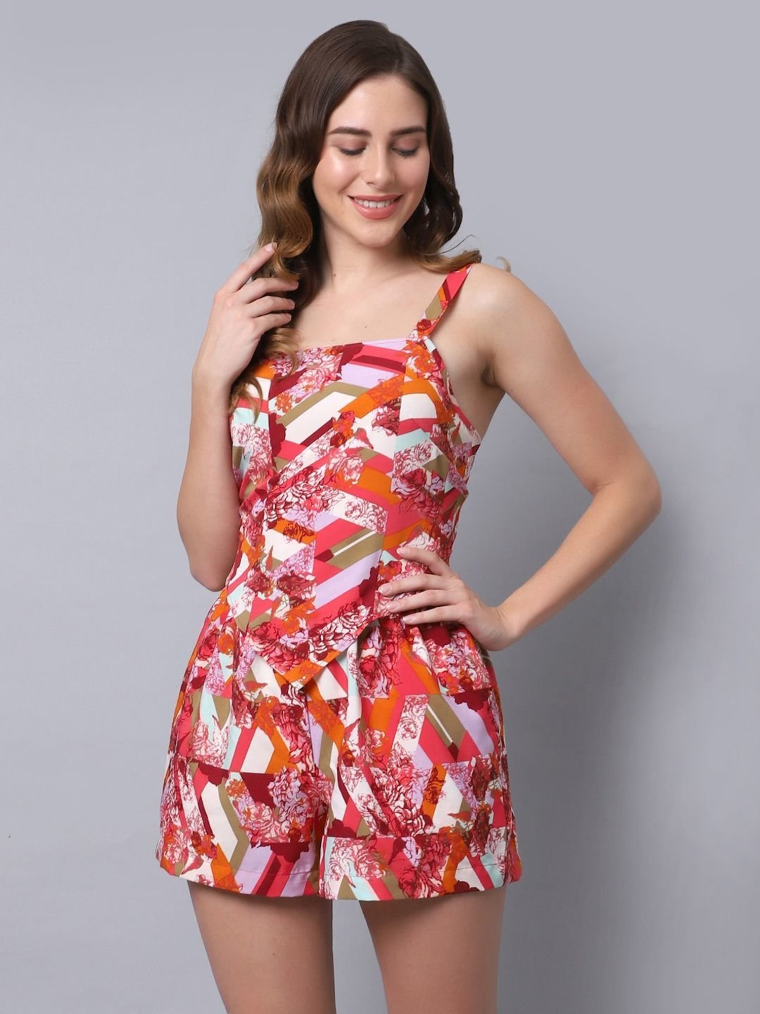 Erotissch Pink & Orange Printed Beachwear Co-Ord Set