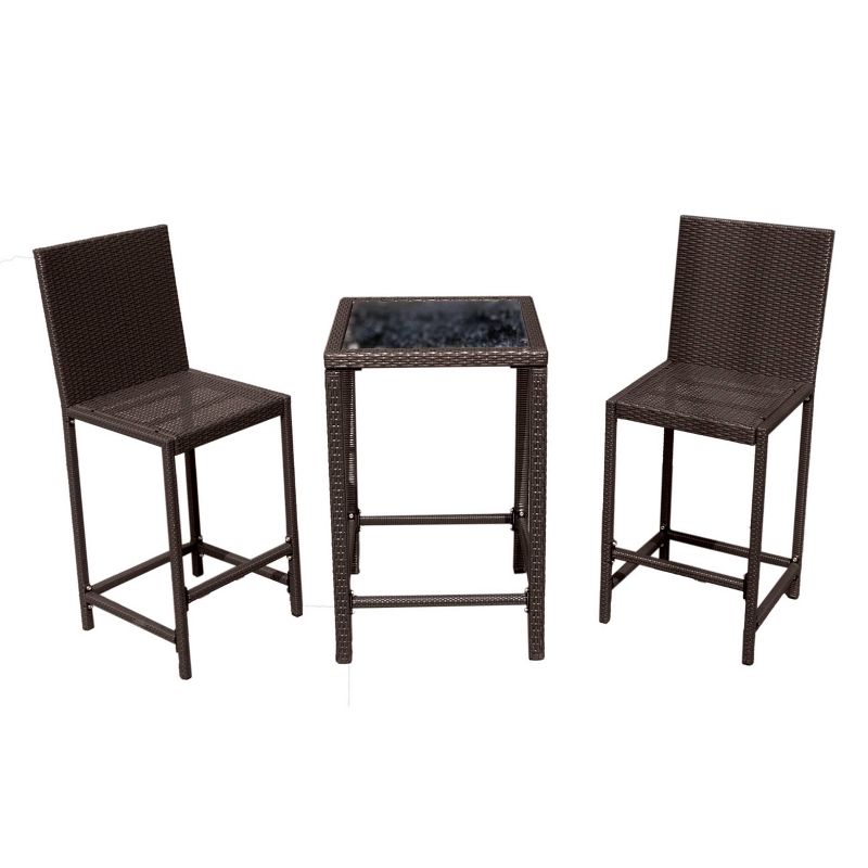 2pc Wicker Bistro Chair Set - Dark Brown - AZ Patio Heaters