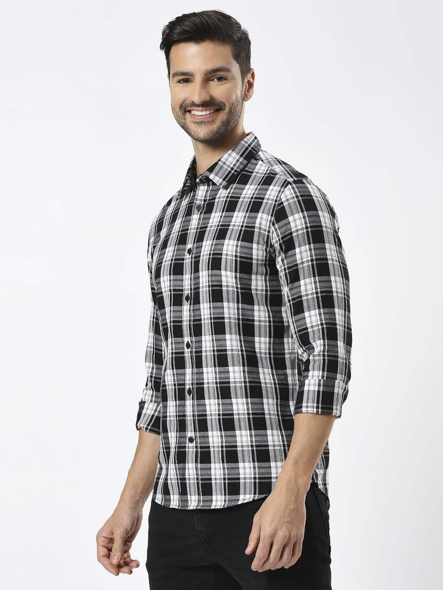 Kuons Avenue Cobalt Blue Slim Fit Denim Shirt