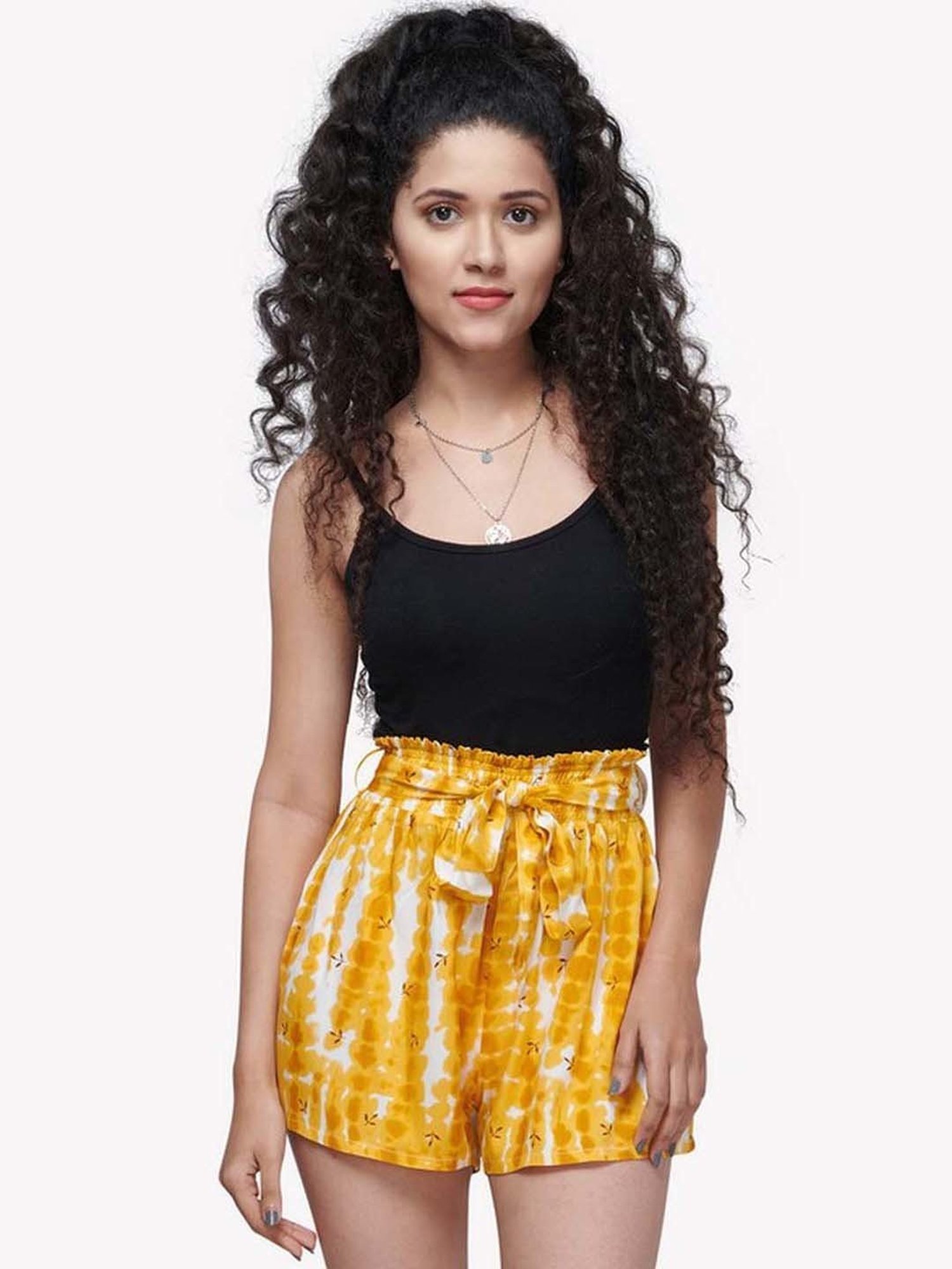 VASTRADO Yellow Tie & Dye Shorts