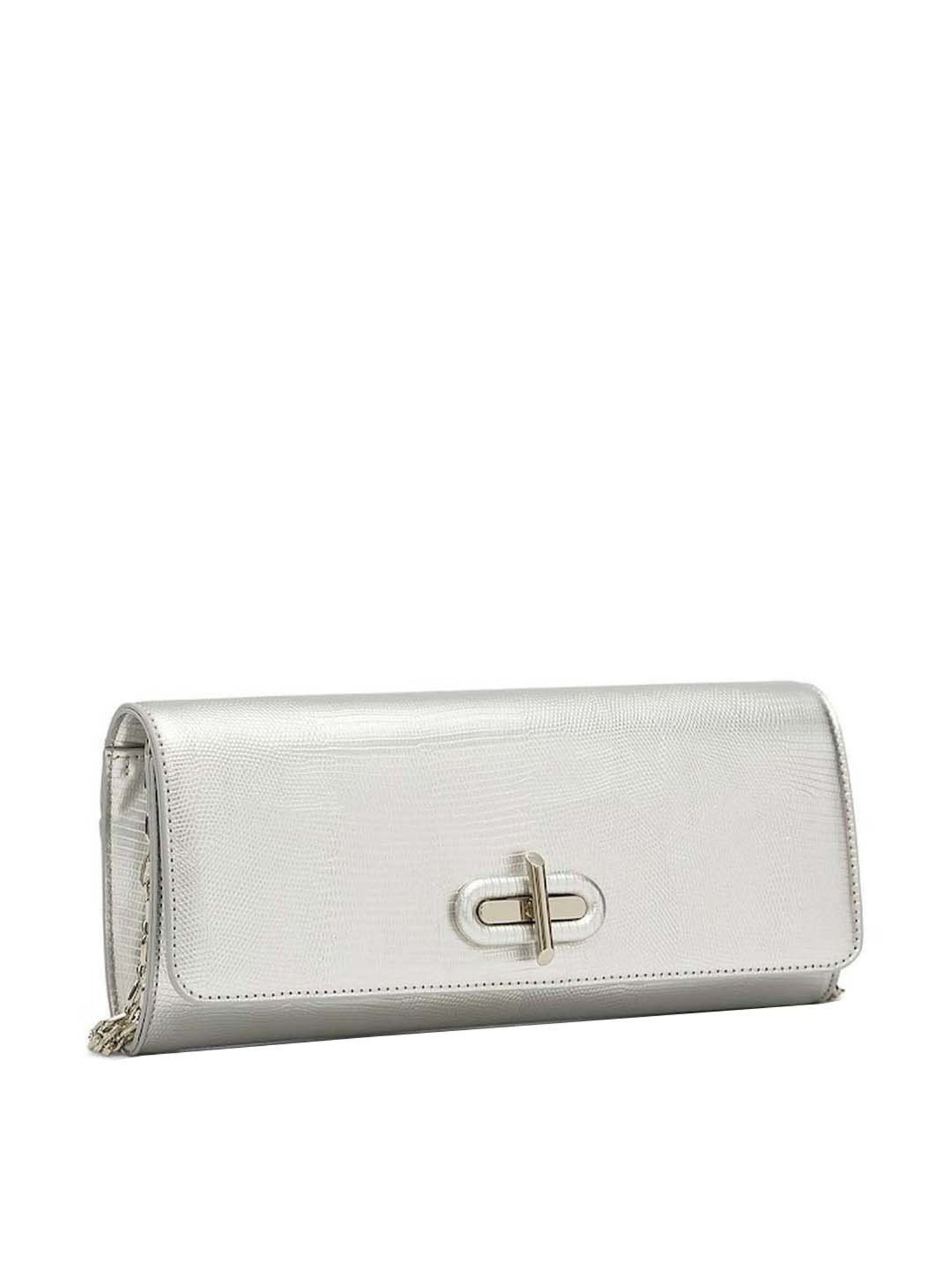 Miraggio Silver Textured Clutch