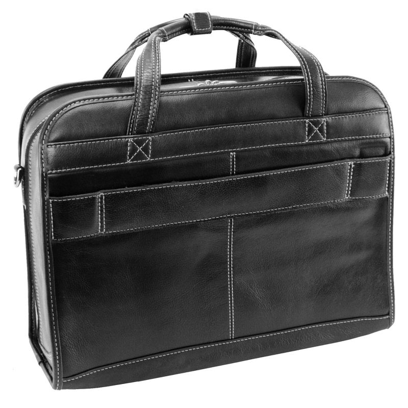 Siamod Carugetto 15" Leather Patented Detachable Wheeled Laptop Bag - Black