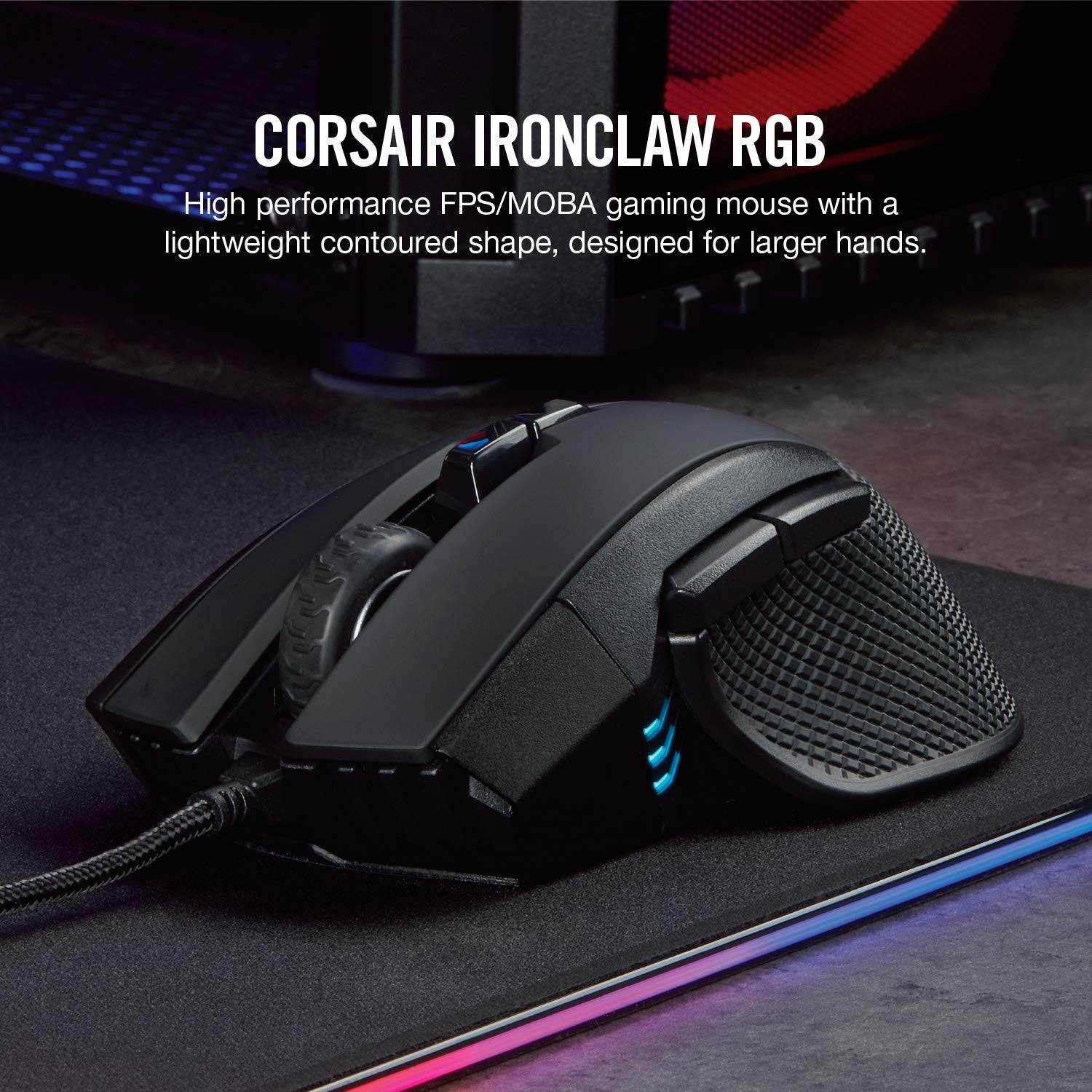 CORSAIR IRONCLAW RGB - FPS and MOBA Gaming Mouse - 18,000 DPI Optical Sensor - Backlit RGB LED