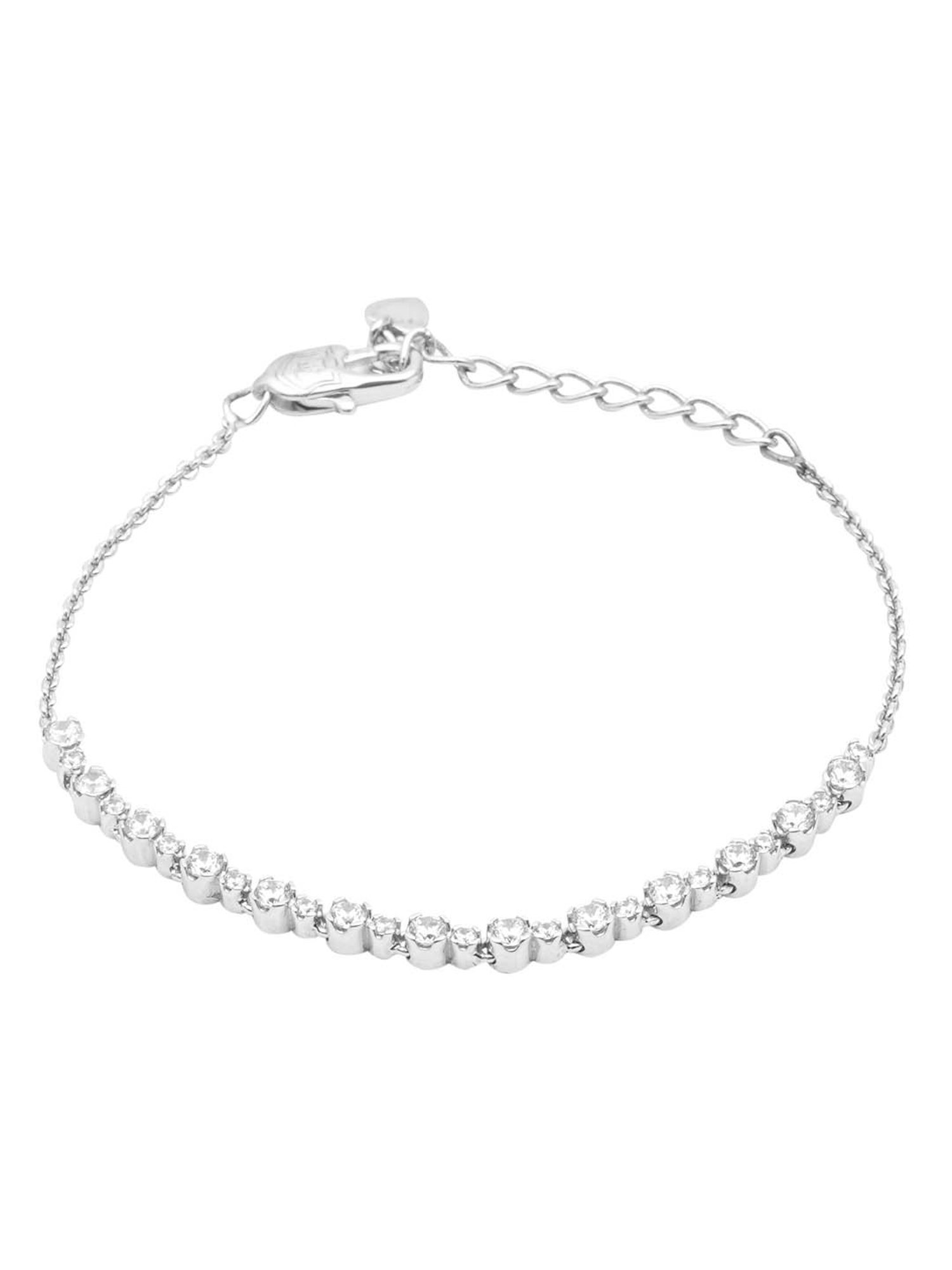 Juicy Couture White Stone Silver Plating Amy Bracelet (One Size)