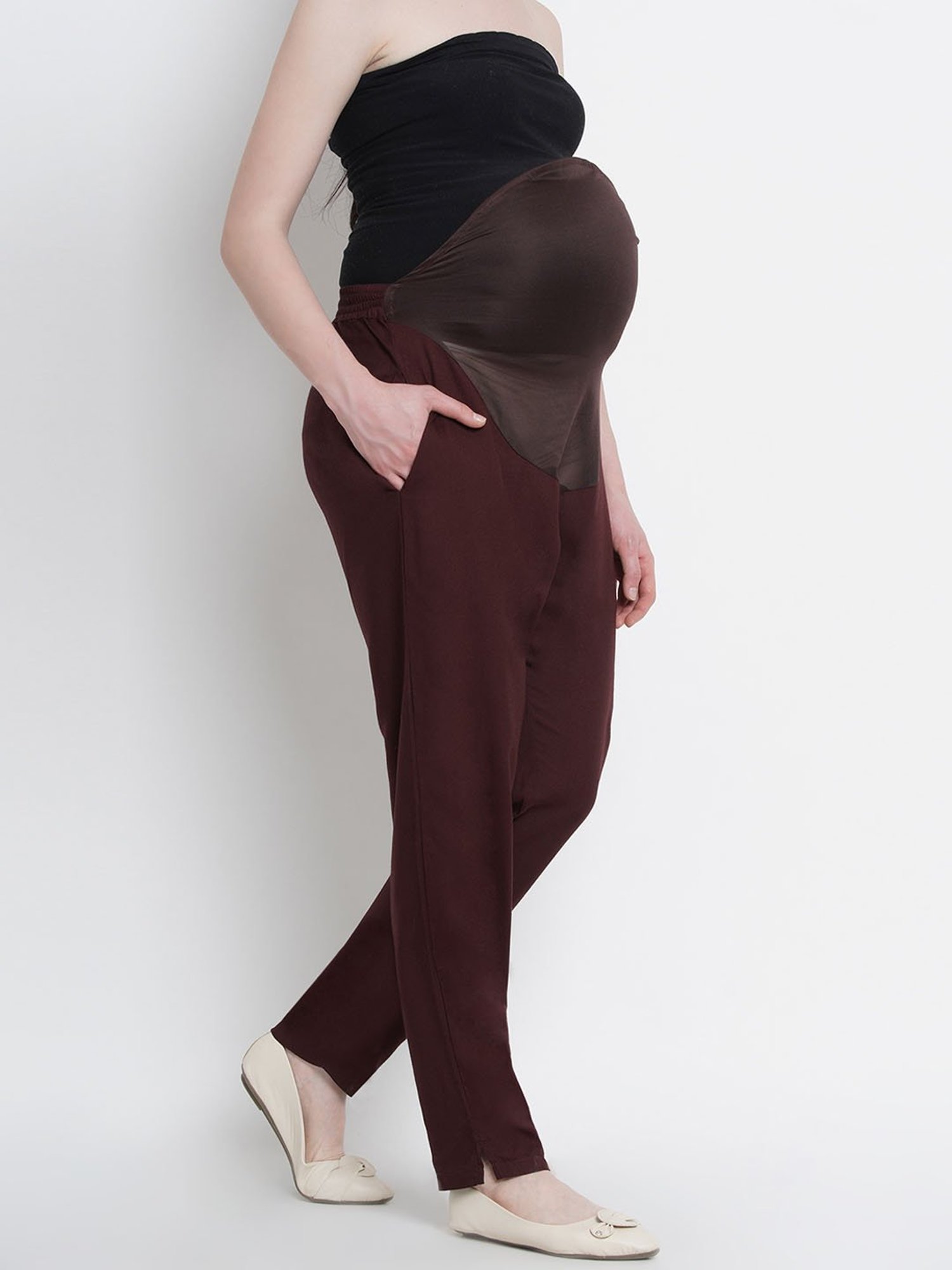Mine4Nine Brown Maternity Pants