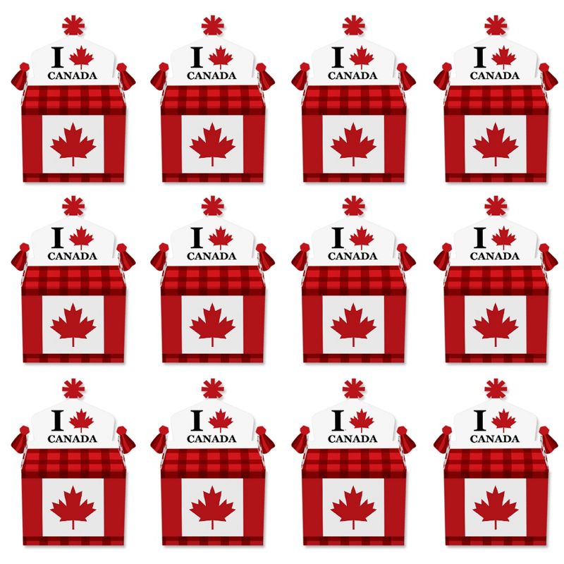 Big Dot of Happiness Canada Day - Treat Box Party Favors - Canadian Party Goodie Gable Boxes - Set of 12
