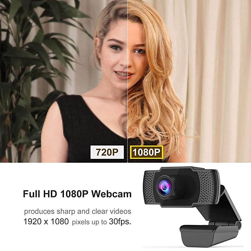 Upgraded 1080P HD Webcam with Microphone Laptop Desktop PC Web Camera 2MP 30fps USB Plug and Play Video Computer Camera for Live Streaming Gaming Calling and Conferencing