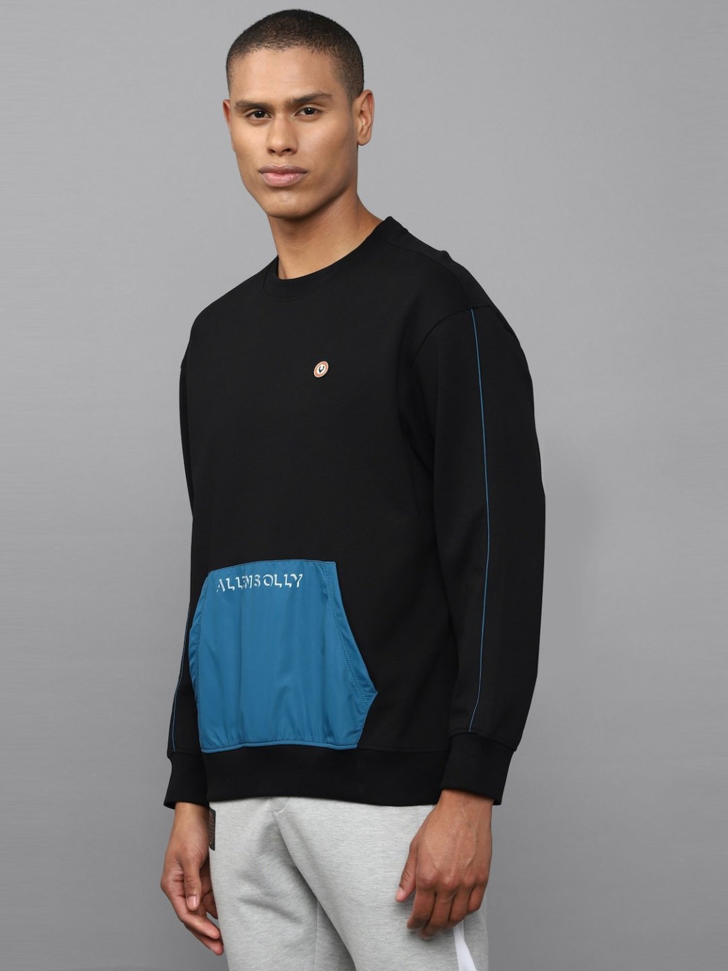 Tribe Black Regular Fit Colour Block Sweatshirt