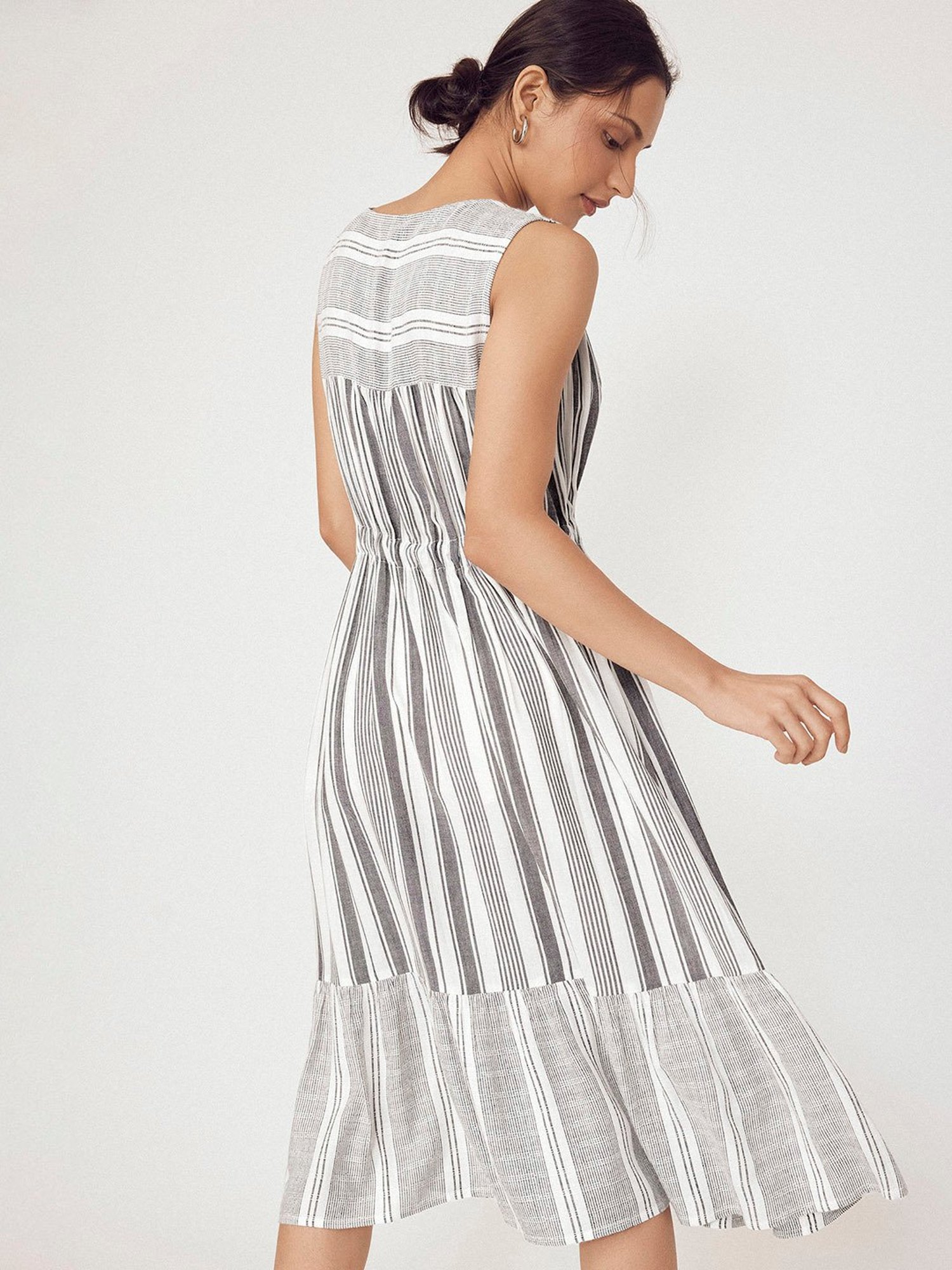 The Label Life White Striped Midi Dress