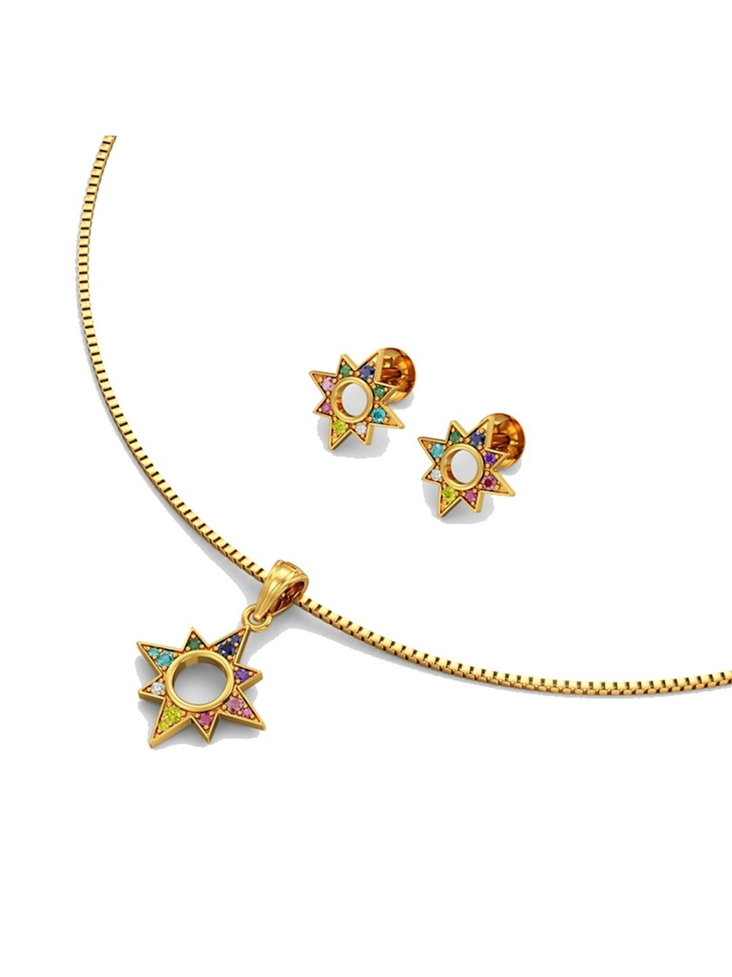 Joyalukkas Gold 22K Spectrum Sparkle Navratna Sets for Women