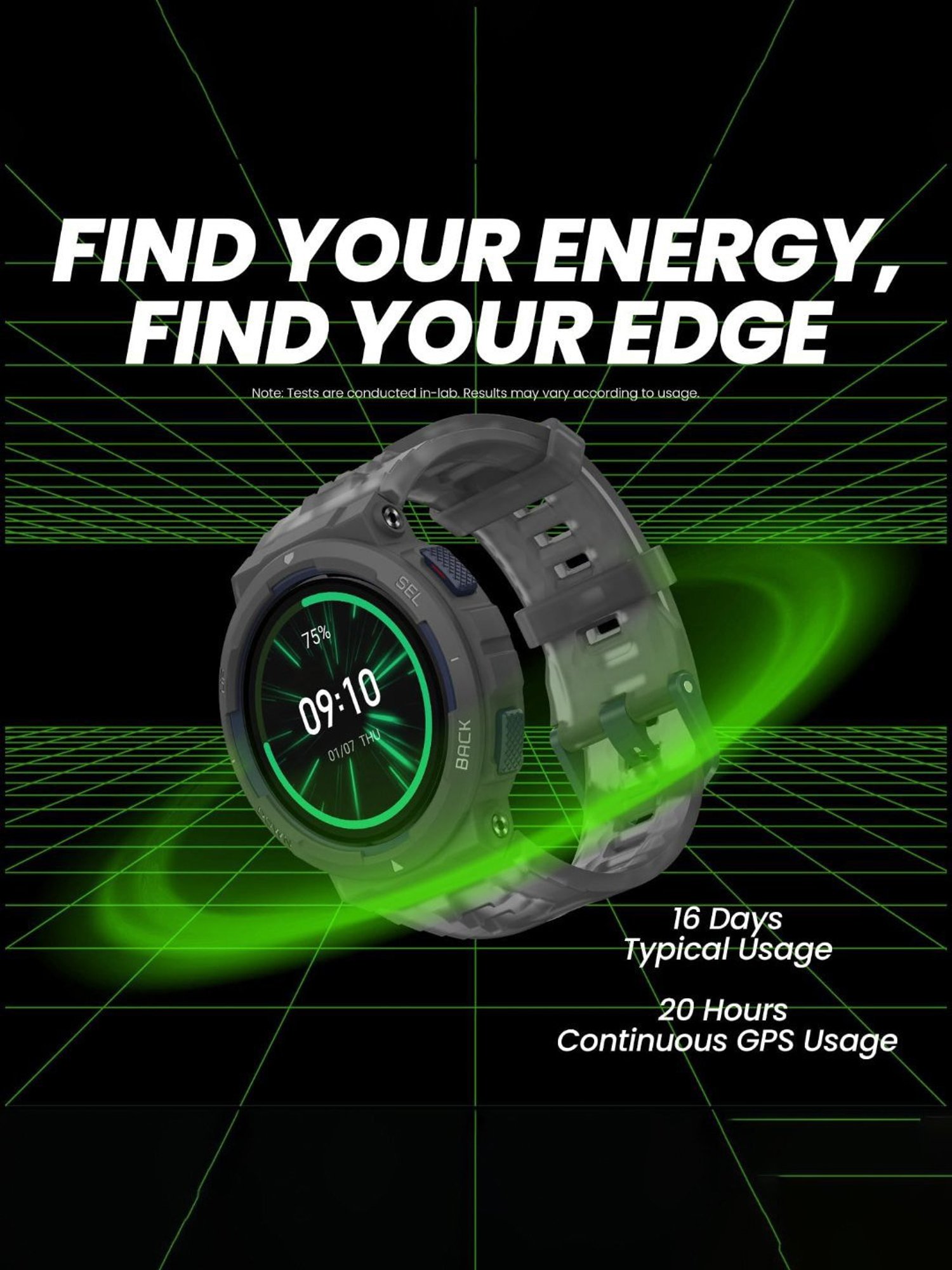 Amazfit Active Edge Smartwatch with Stylish Rugged Sport & Fitness Design, GPS (Midnight Pulse)