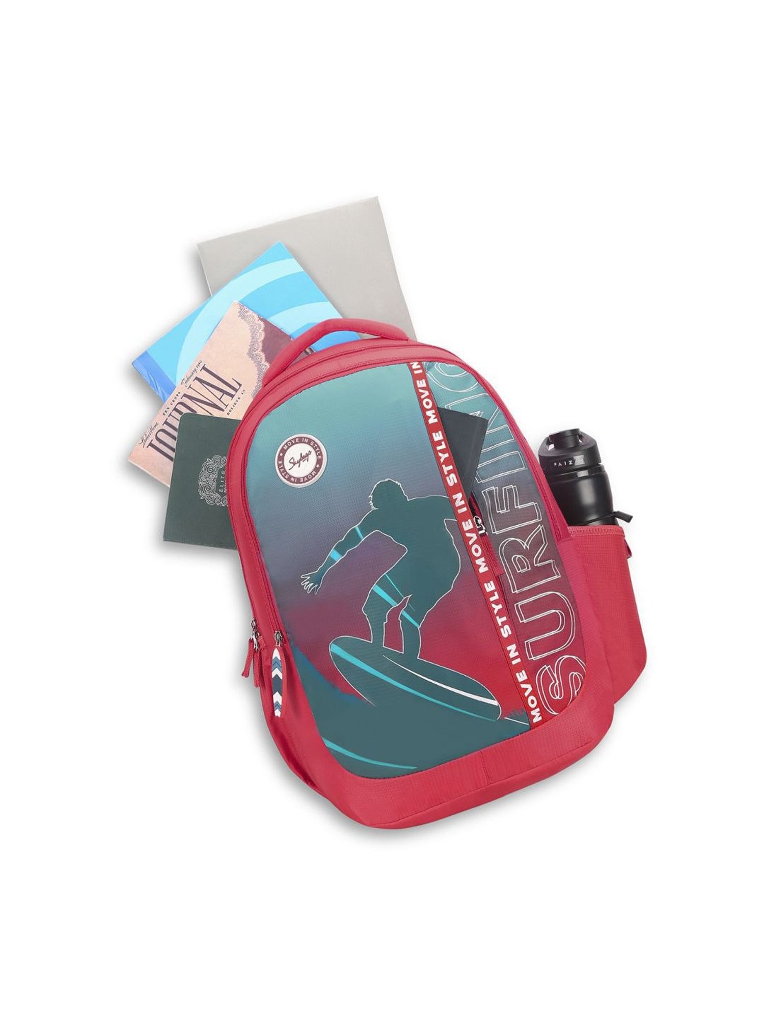 Skybags Klan Plus 04 Red Polyester Printed Backpack - 32 Ltrs