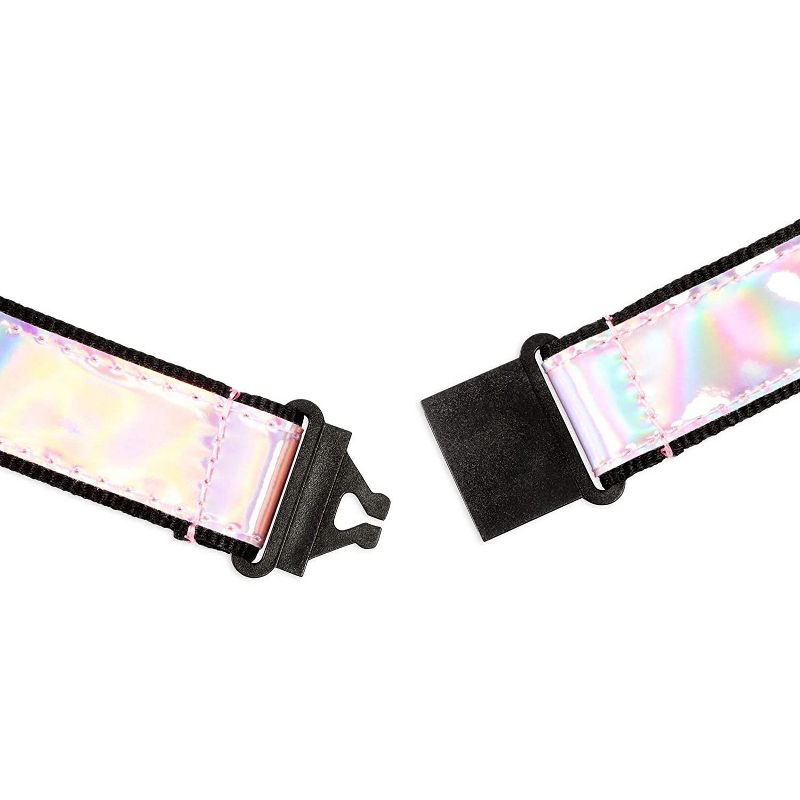 6-Pack Holographic Lanyard Neck Strap Keychain Holder with Clip for ID Badge, Stunning Shiny Pink