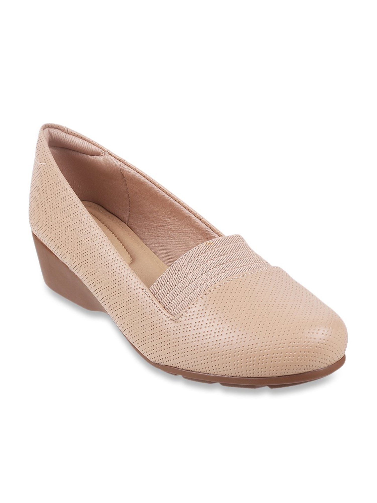 J. Fontini by Mochi Women's Beige Wedge Pumps