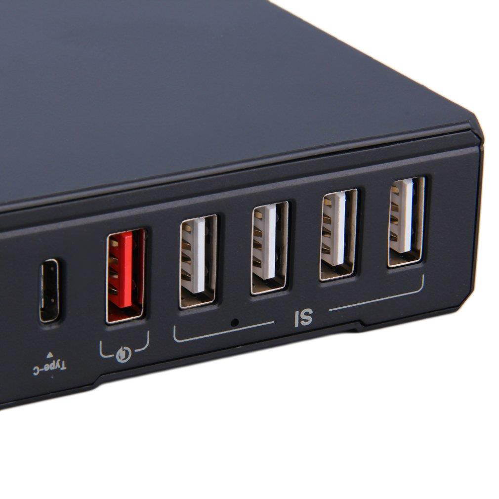 Universal 6 Ports Smart Fast Charger Portable Quick Compatible Charger Black