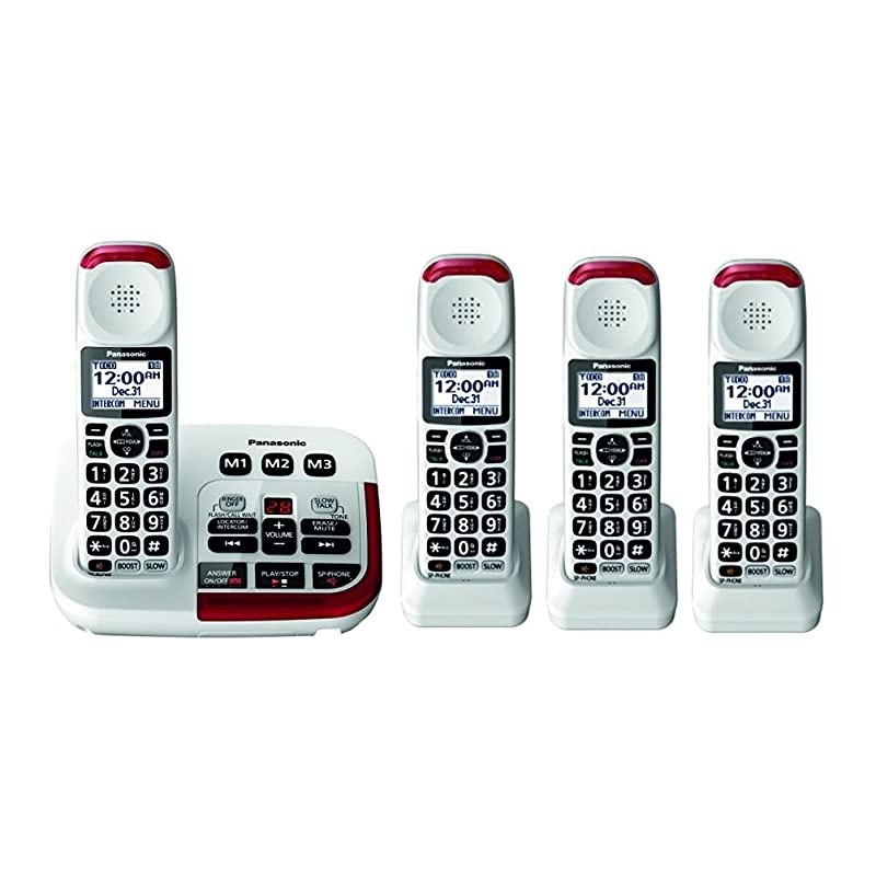 KX-TGM420W + (3)KX-TGMA44W Amplified Cordless Phone with Digital Answering Machine Expandable upto 6 Handsets and Voice Volume Booster 40 dB