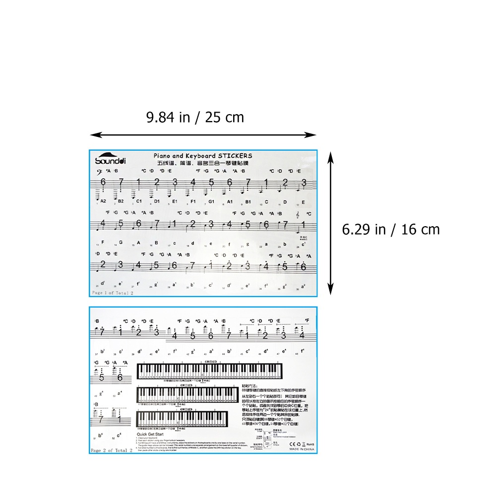 3 Sheets Removable Creative Piano Stickers Piano Beginner Stickers Keyboards Sticker