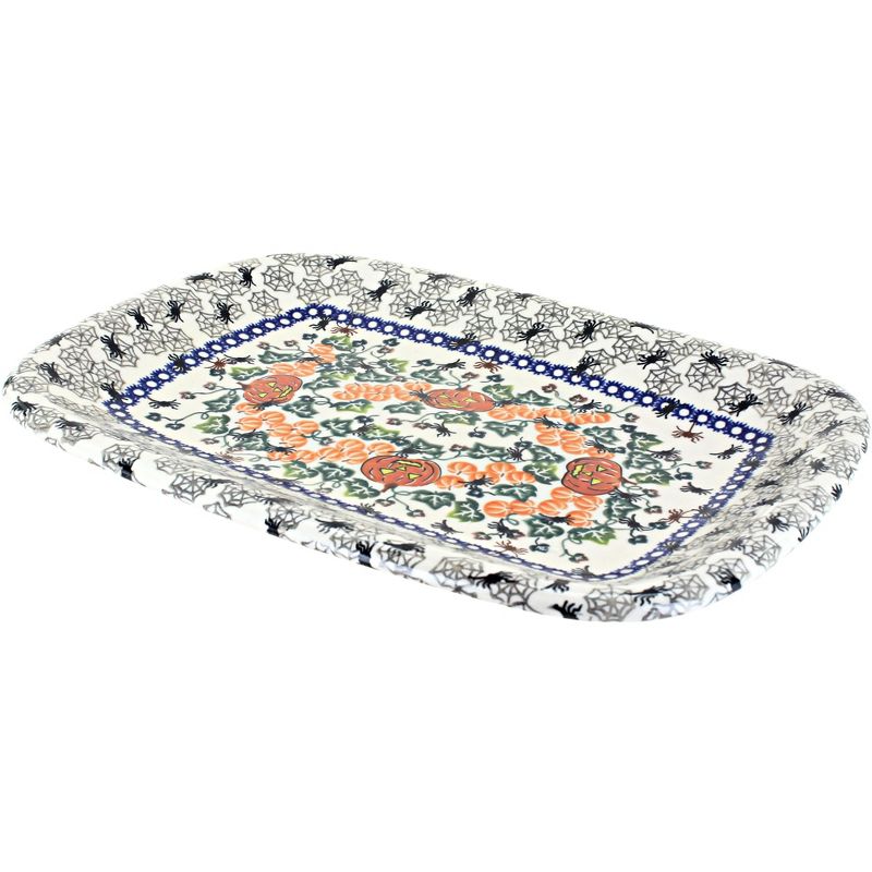 Blue Rose Polish Pottery Trick Or Treat Large Rectangular Platter