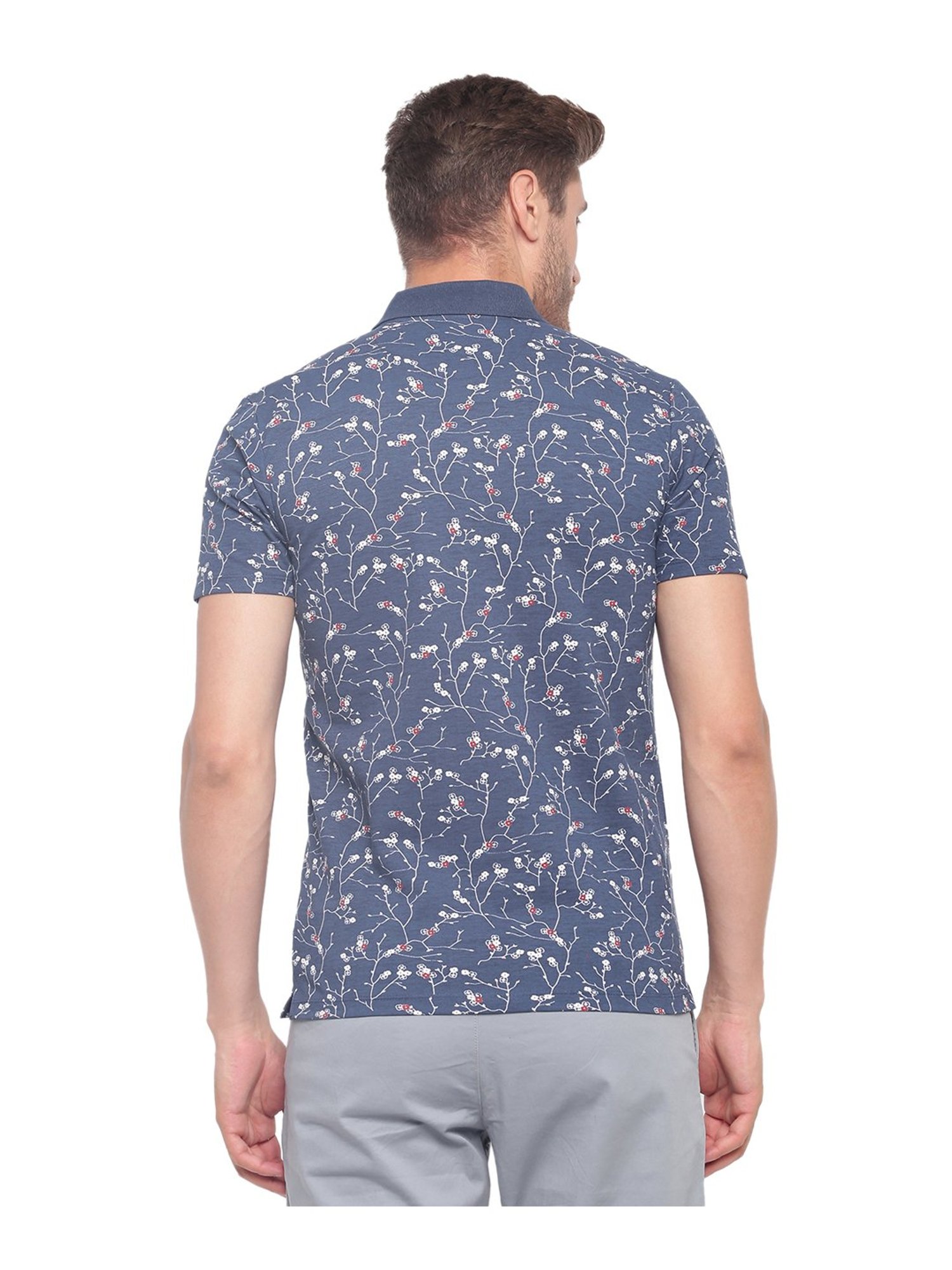 Lindbergh Blue Printed Polo T-Shirt