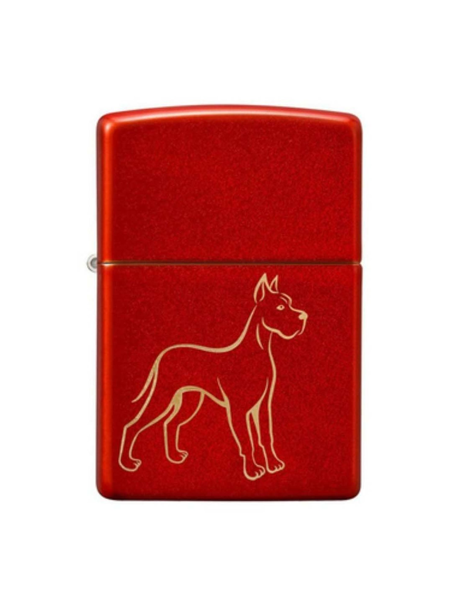 Zippo Metallic Red Dog Outline Design Brass Pocket Lighter