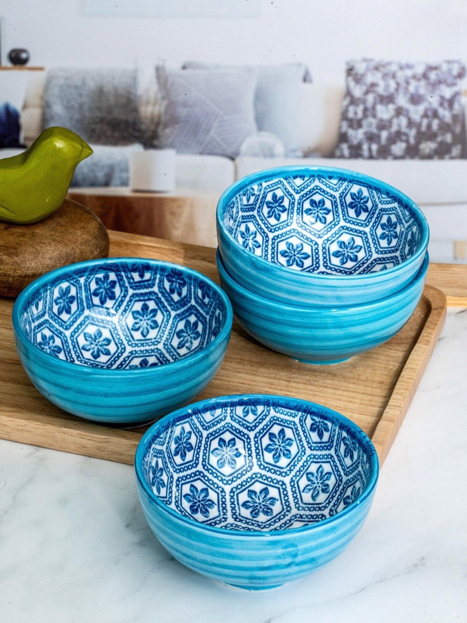 ROXX Blue Porcelain Alora Bowl - Set of 4