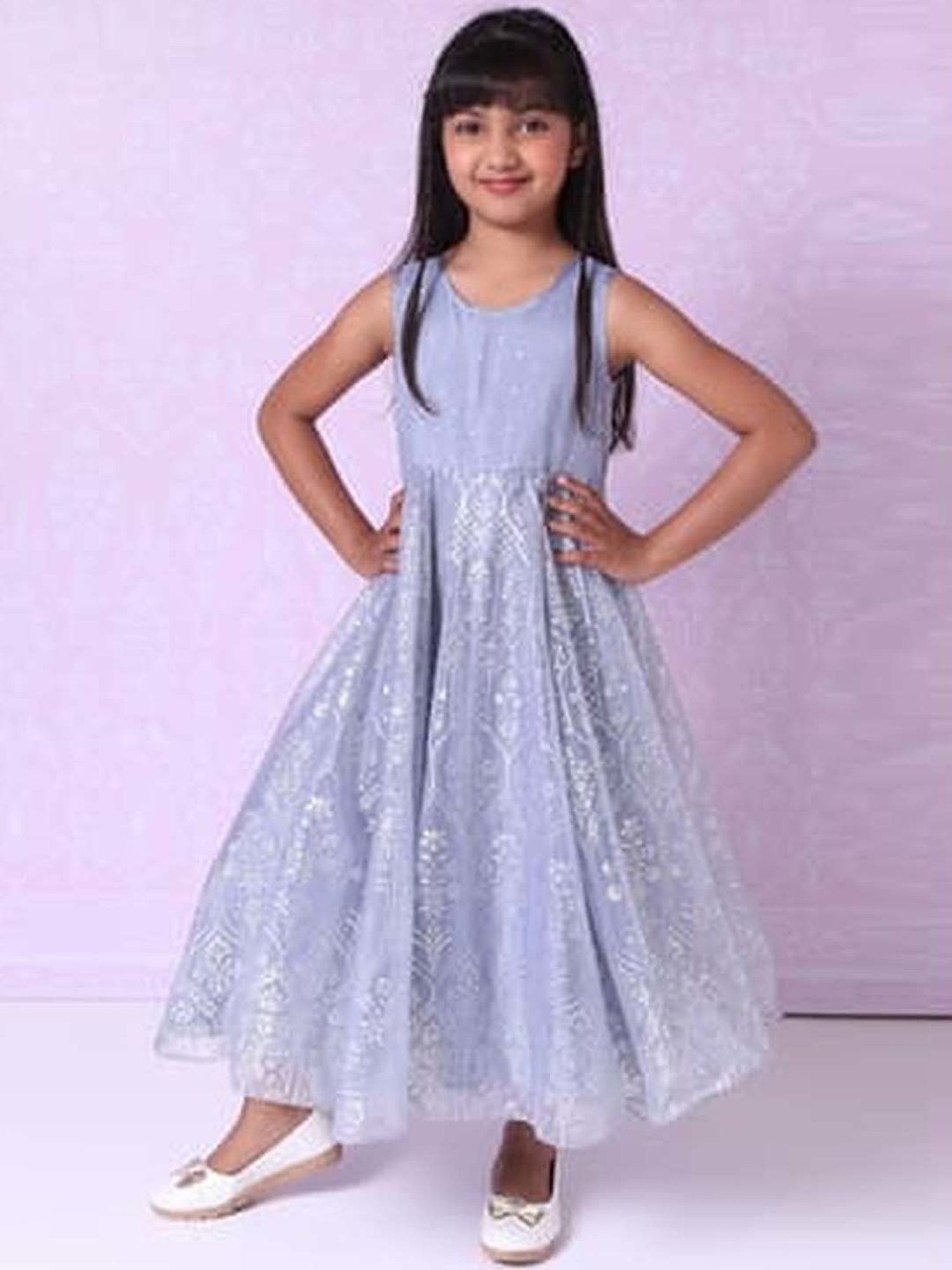 Biba Kids Grey Printed Gown