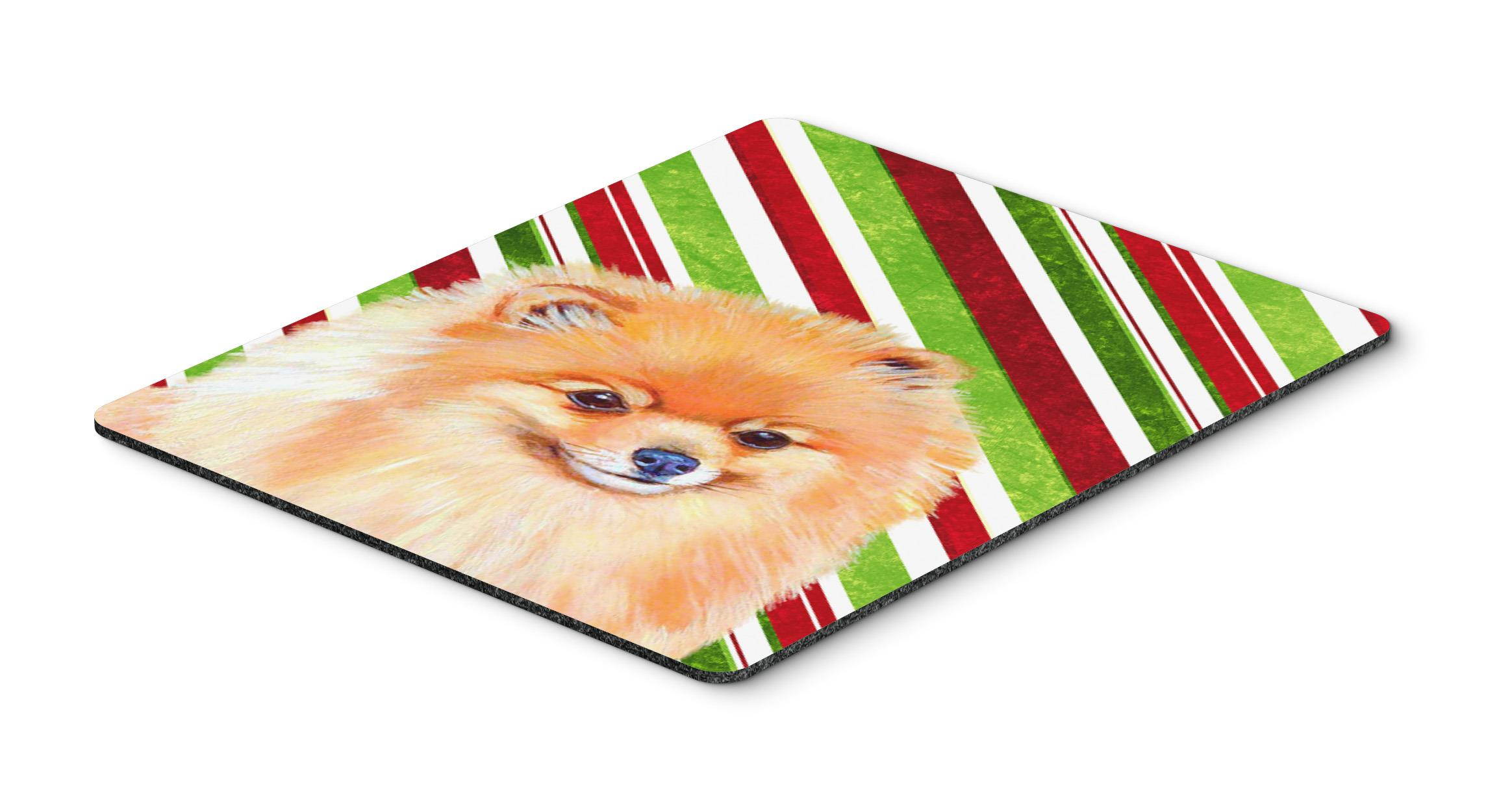 Pomeranian Candy Cane Holiday Christmas Mouse Pad, Hot Pad or Trivet