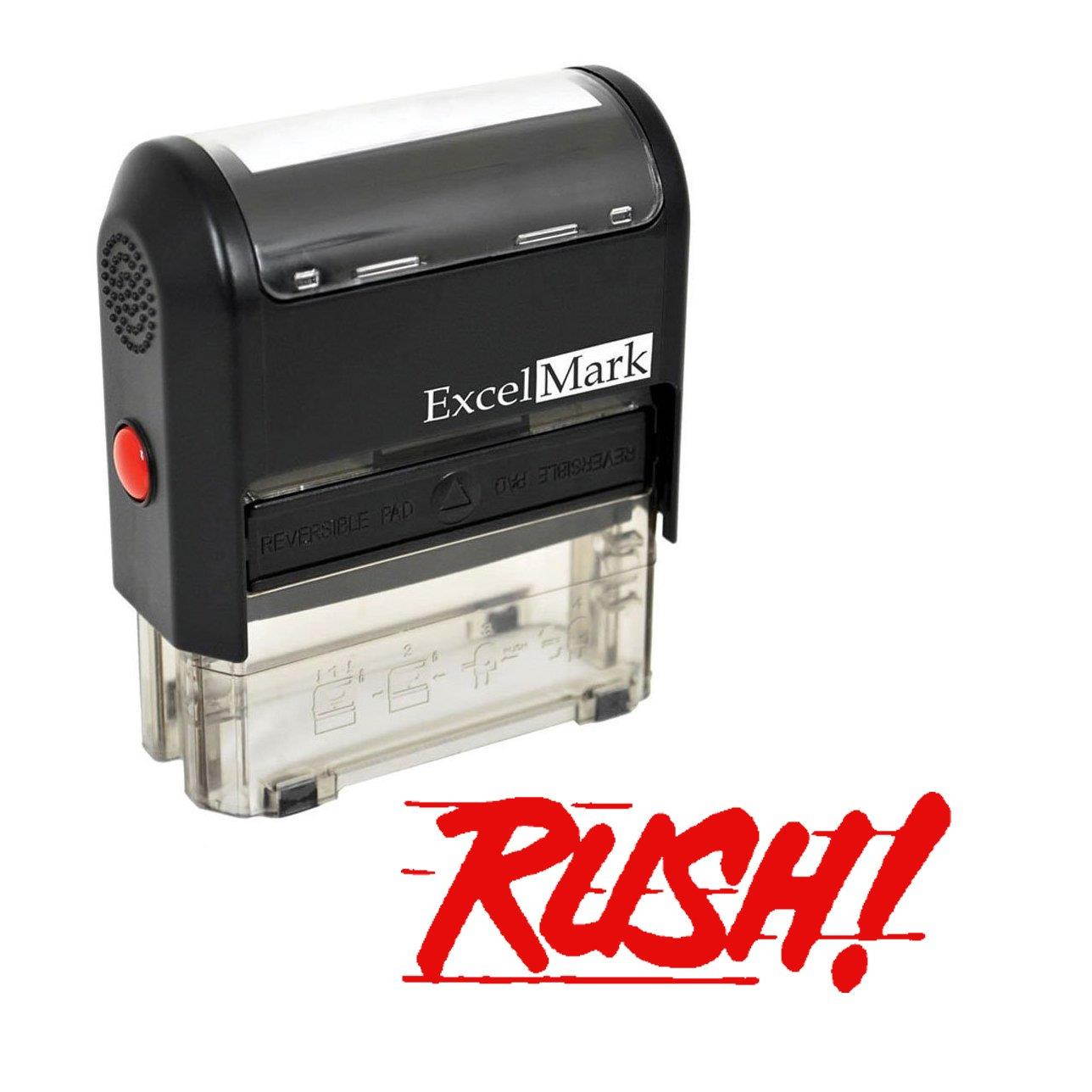 RUSH Self Inking Rubber Stamp - Red Ink