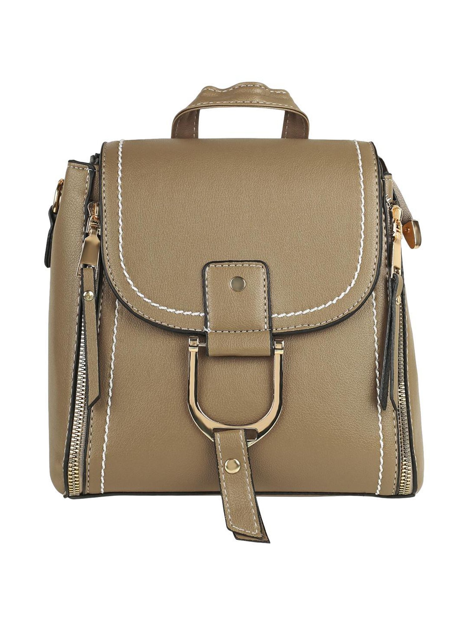 Angeline Beige PU Medium Backpack