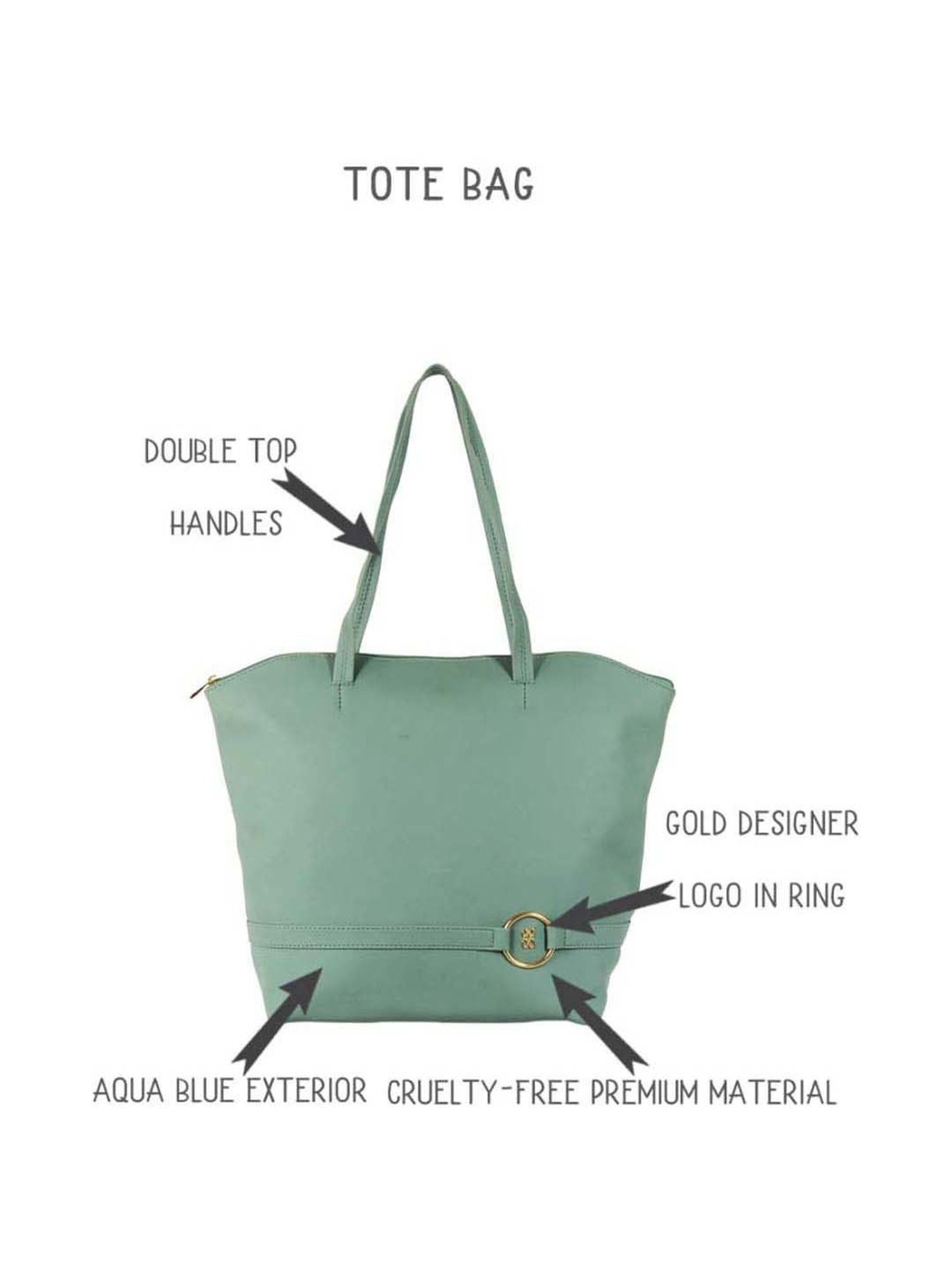 Baggit Green Solid Medium Tote Handbag