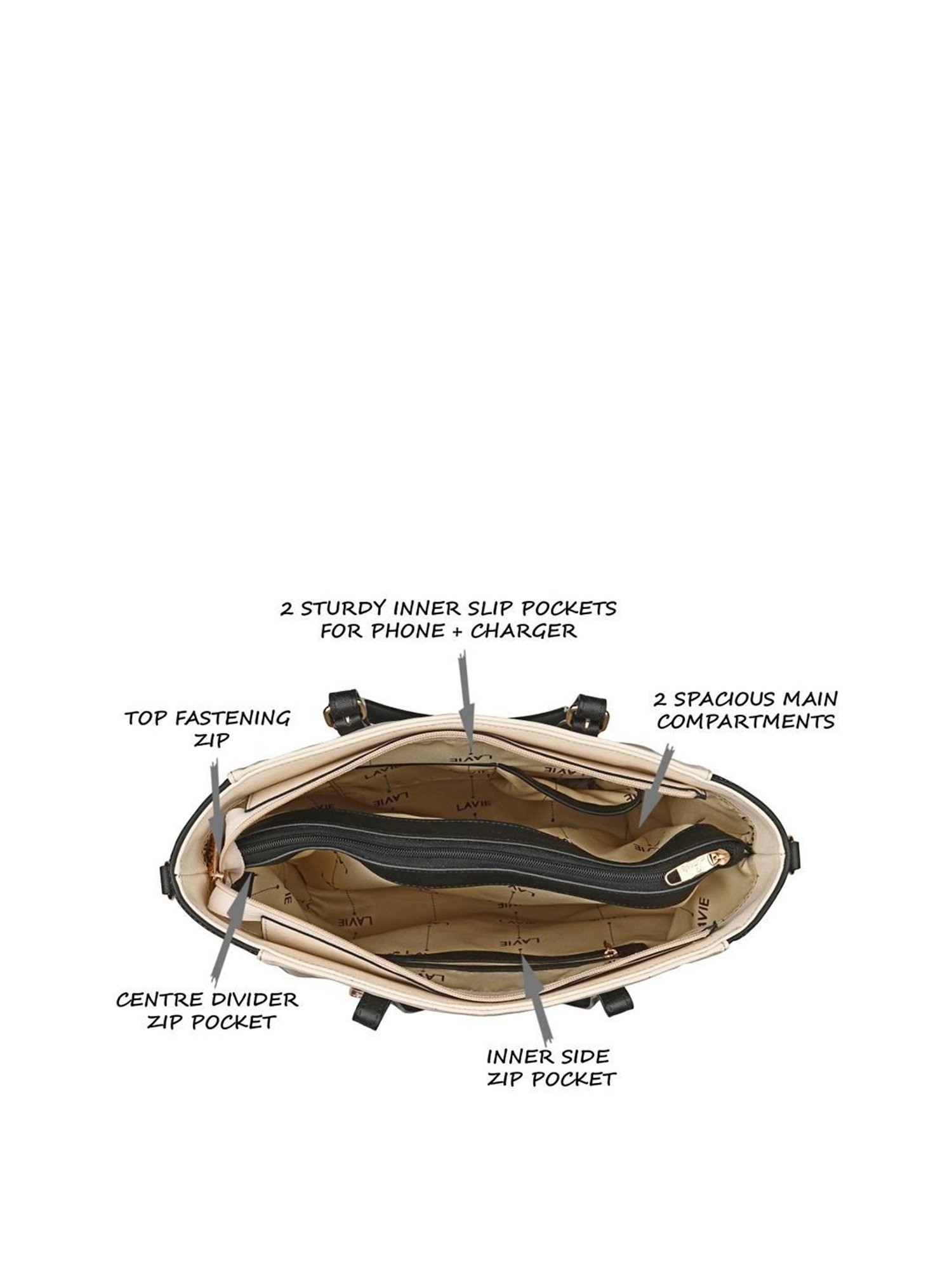 Call It Spring Black Combo Solid Large Tote Handbag