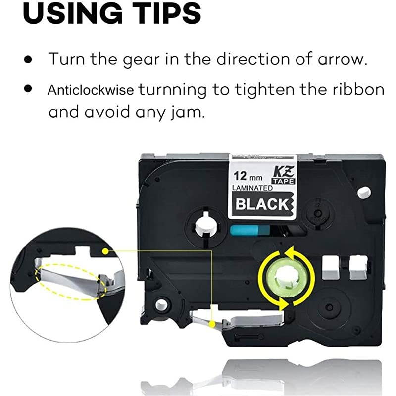 for Brother Tze335 047 Inch 262feet 12mm8m P Touch Laminated White on Black Standard Replace Waterproof Label Tape Maker PTH110PTD200PTD210PTD400PTD600PT1280PT129010PK