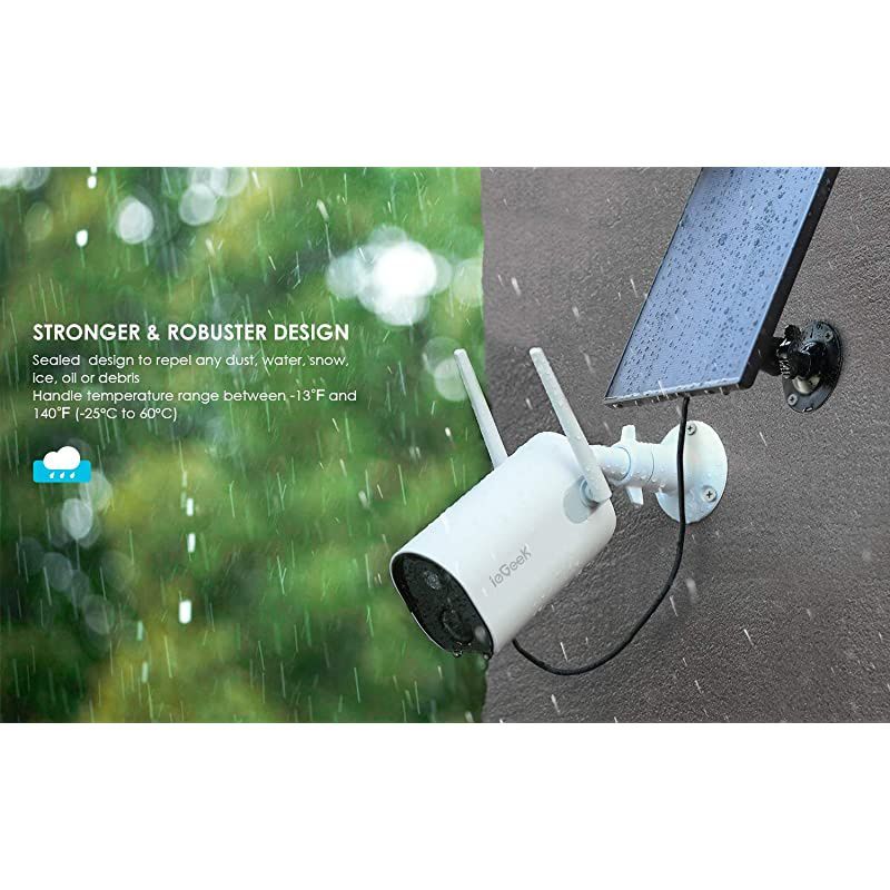 Outdoor Security Camera WiFi Solar Rechargeable Battery Power IP Surveillance Home Cameras 1080P Human Motion Detection Night Vision 2Way Audio 4dbi Antenna IP65 Waterproof CloudSD