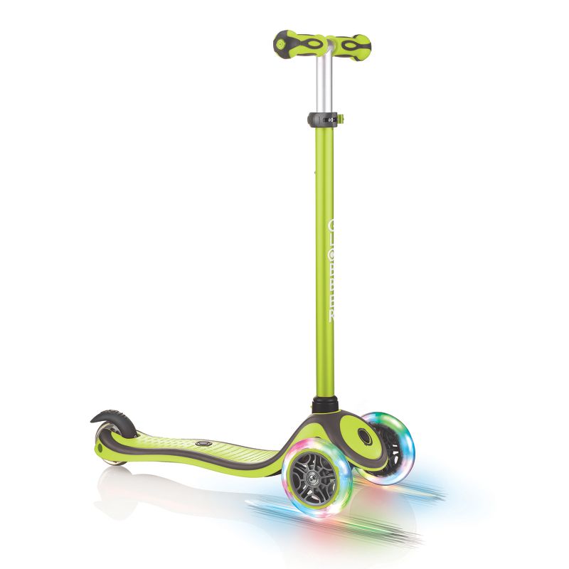 Globber V2 3-Wheel Kids Kick Scooter with LED Light Up Wheels and Adjustable Height and Comfortable Grips for Boys and Girls, Lime