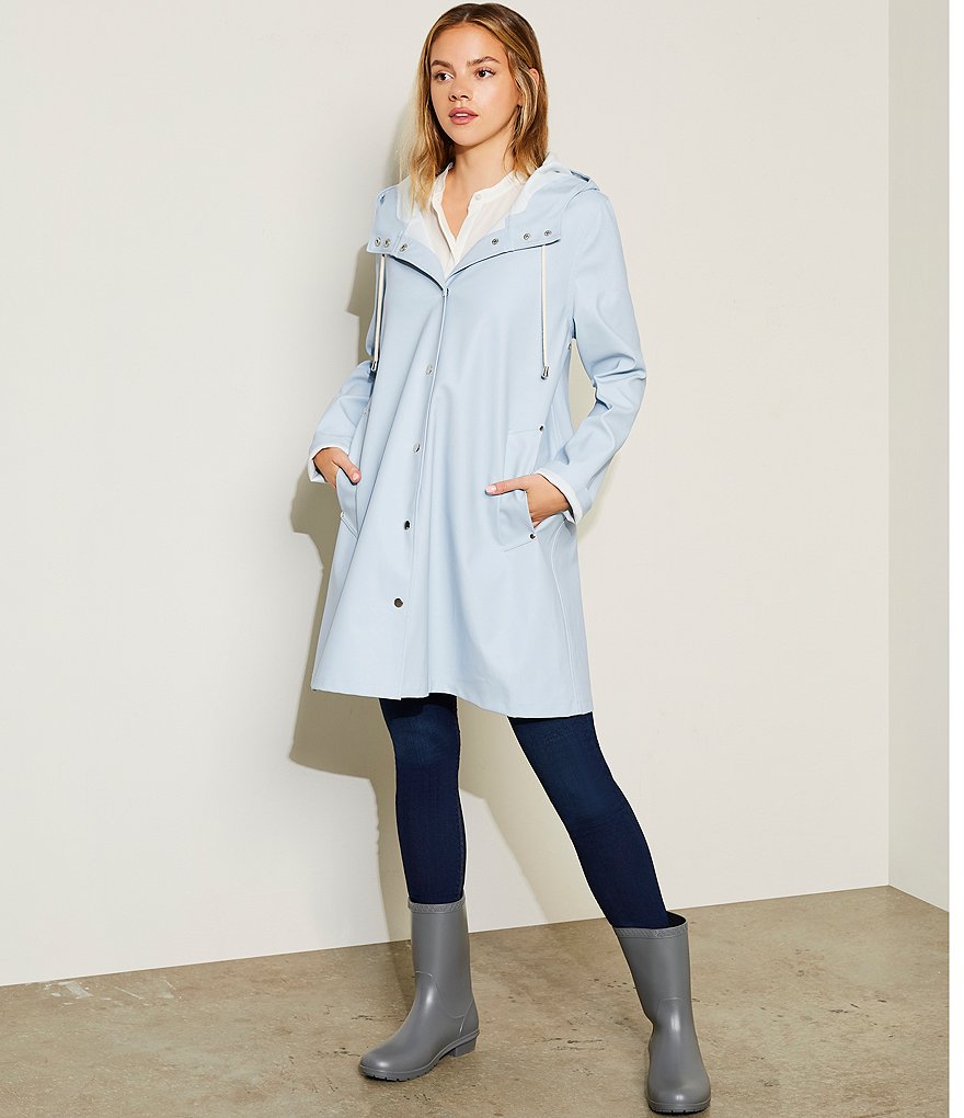 A Loves A Hooded Snap Front Long Sleeve Pocketed Raincoat